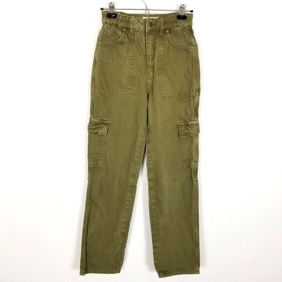 We The Free Women's Army Green Cargo Pants Sz 26 Casual City Boho - Picture 1 of 7